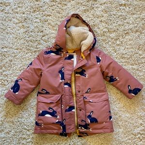 Mini Boden Pink Jacket with Bunny Design